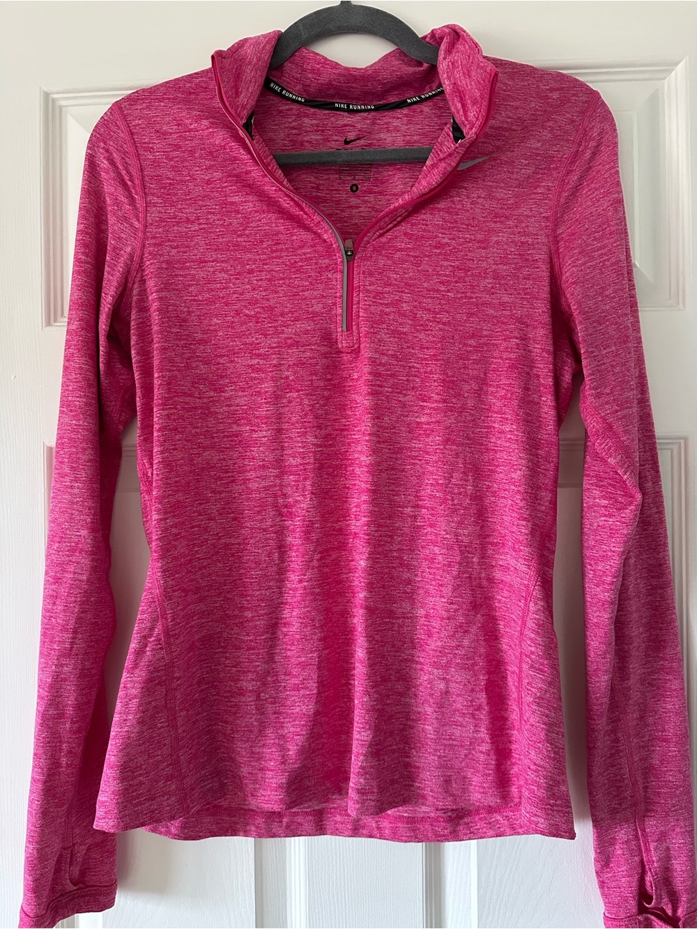Nike Women's Pink Quarter-Zip Long Sleeve Top